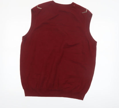 Roundtree & Yorke Men's Red Argyle Cotton Knit Vest Size L