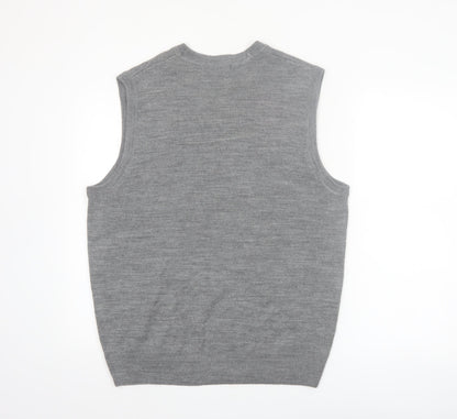Dockers Men Grey Argyle Sleeveless Acrylic Knit Vest L