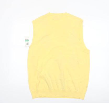 Club Room Men's Yellow Argyle Cotton V-Neck Knit Vest Size L