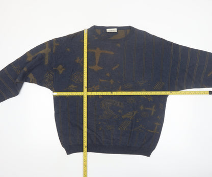 Nanibon Men's Blue Retro Knit Pullover Jumper Size L