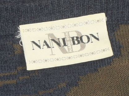 Nanibon Men's Blue Retro Knit Pullover Jumper Size L