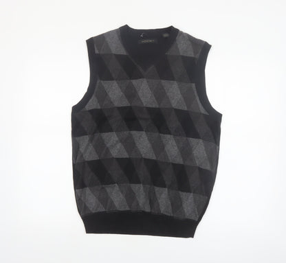 A|X|IST Men's Grey Argyle Cotton Knit V-Neck Sleeveless Jumper Vest S