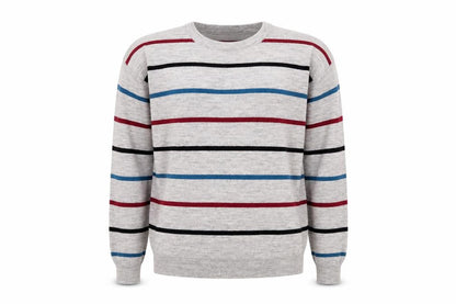 Emilio Corali Men’s Grey Striped Crew Neck Knit Jumper Size L