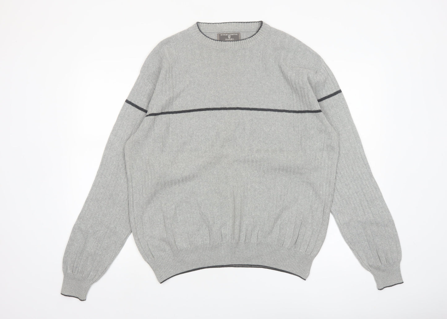 International Waters Men's Grey Cotton Pullover Jumper M