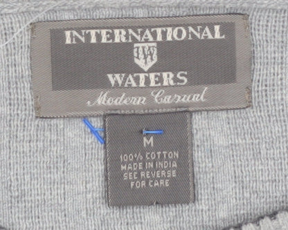 International Waters Men's Grey Cotton Pullover Jumper M