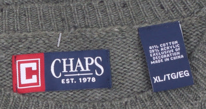 Chaps Men's Green XL Cotton Blend Crew Neck Pullover Jumper