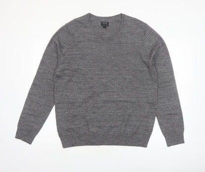 APT.9 Men's Grey Merino Blend V-Neck Pullover Jumper Size L