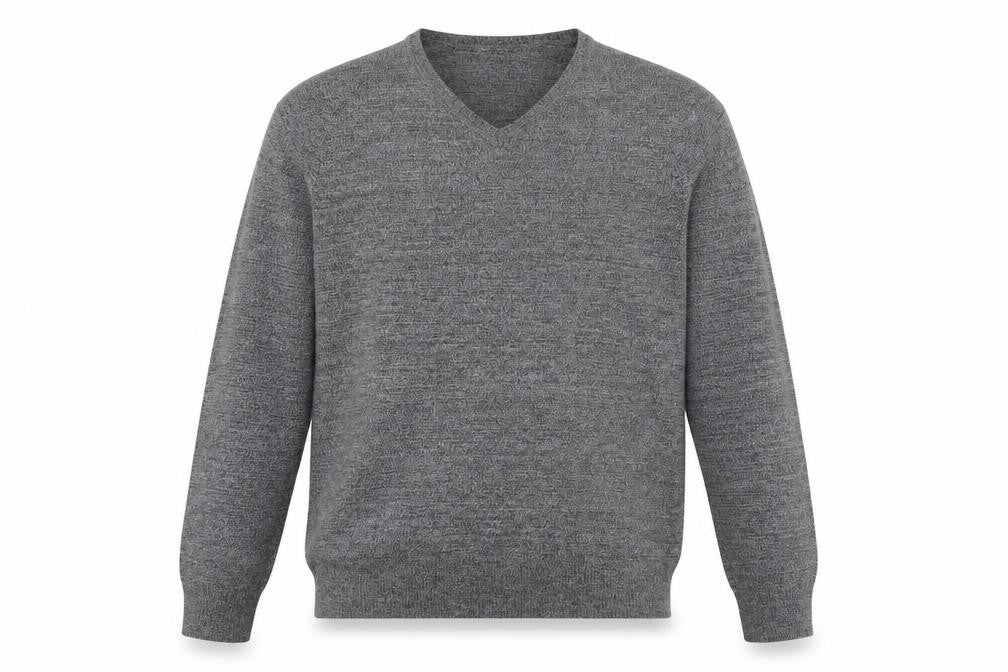 APT.9 Men's Grey Merino Blend V-Neck Pullover Jumper Size L
