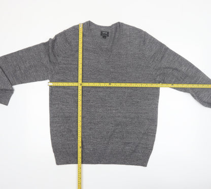 APT.9 Men's Grey Merino Blend V-Neck Pullover Jumper Size L