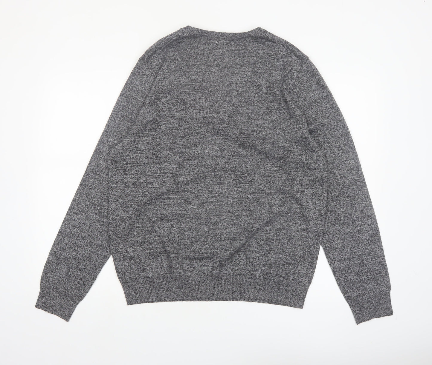 APT.9 Men's Grey Merino Blend V-Neck Pullover Jumper Size L