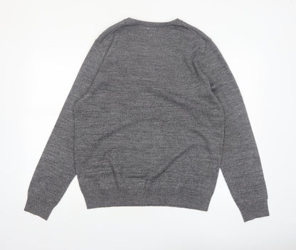 APT.9 Men's Grey Merino Blend V-Neck Pullover Jumper Size L
