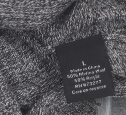APT.9 Men's Grey Merino Blend V-Neck Pullover Jumper Size L