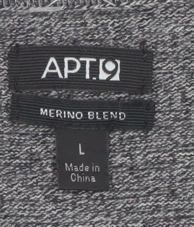 APT.9 Men's Grey Merino Blend V-Neck Pullover Jumper Size L