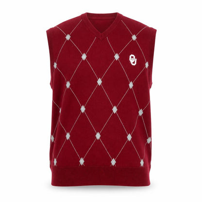 Vesi Sportswear Men's Red Argyle V-Neck Cotton Vest Jumper M