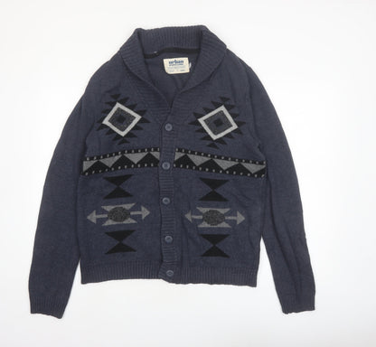 Urban Pipeline Men's Blue Aztec Knit Cotton Cardigan Large