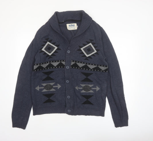 Urban Pipeline Men's Blue Aztec Knit Cotton Cardigan Large