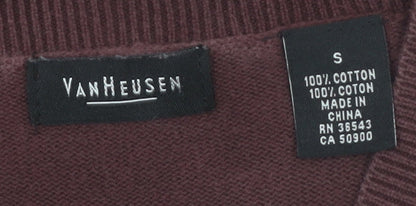 Van Heusen Men's Brown Argyle V-Neck Cotton Jumper Size S