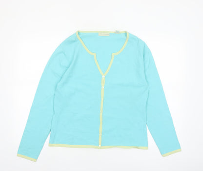 Lord & Taylor Women Aqua Cardigan M Long Sleeve V-Neck Knit