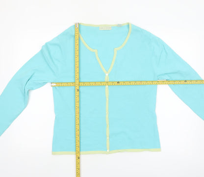 Lord & Taylor Women Aqua Cardigan M Long Sleeve V-Neck Knit