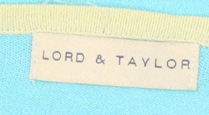 Lord & Taylor Women Aqua Cardigan M Long Sleeve V-Neck Knit