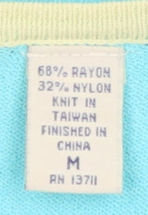Lord & Taylor Women Aqua Cardigan M Long Sleeve V-Neck Knit