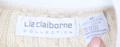 Liz Claiborne Women Beige Cable Knit Cotton Cardigan M