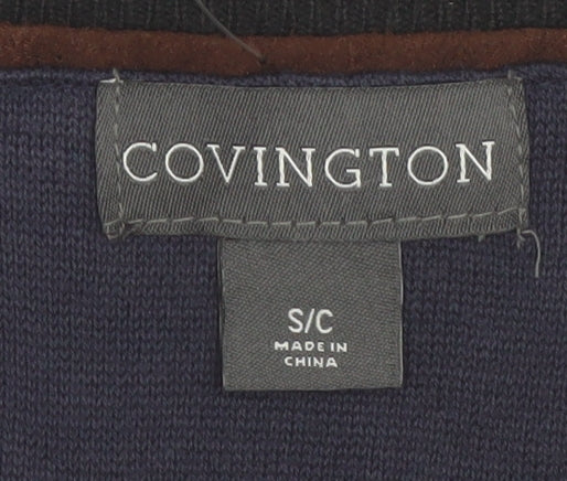 Covington Men's Blue Argyle V-Neck Cotton Blend Jumper Size S