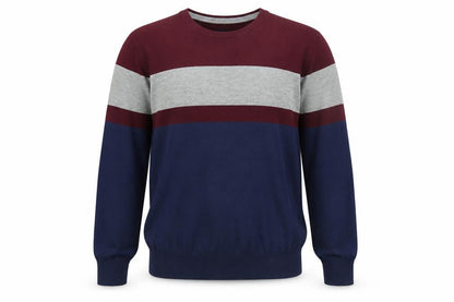 IZOD Men's Blue Maroon Grey Crew Neck Striped Pullover Jumper M