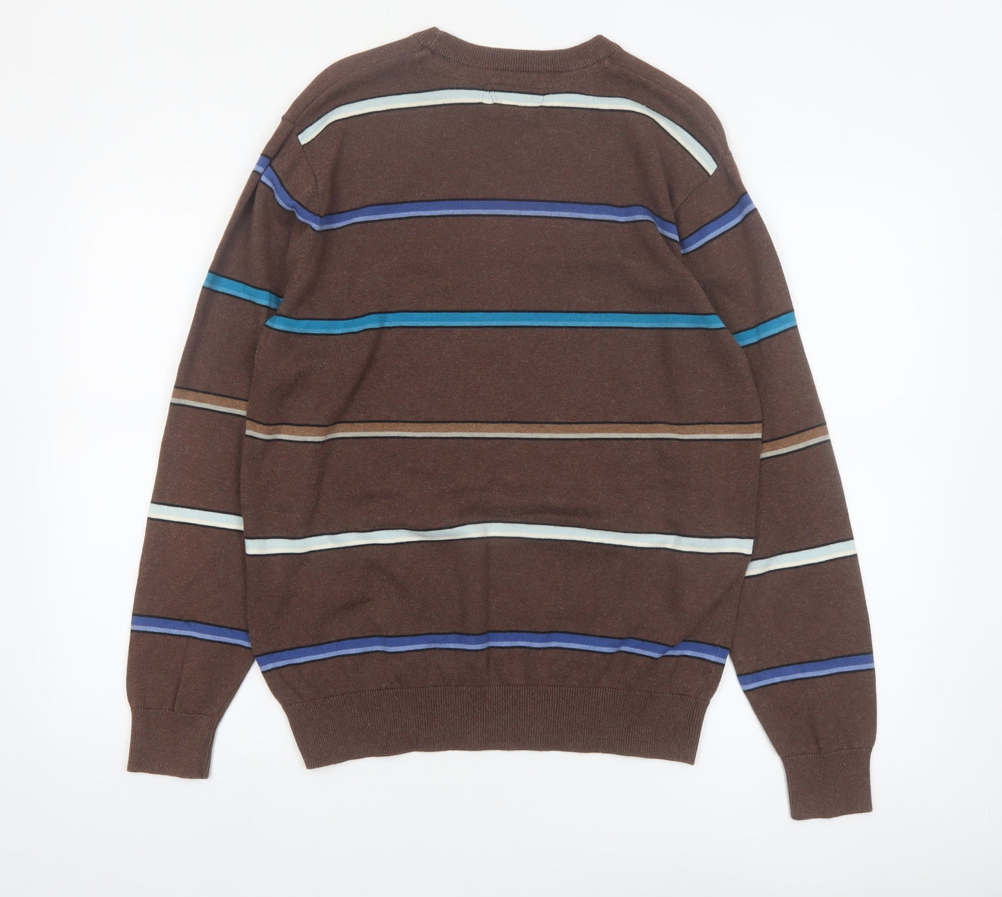 Billabong Men's Brown Striped Cotton Crew Neck Pullover Jumper Size M