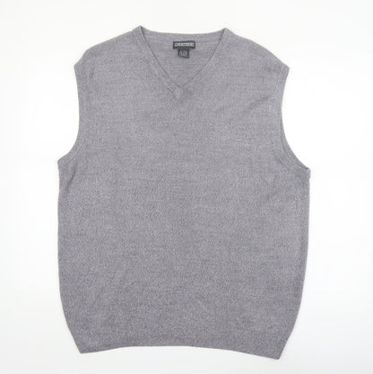 Jantzen Mens Grey Acrylic Knit V-Neck Sleeveless Vest XL