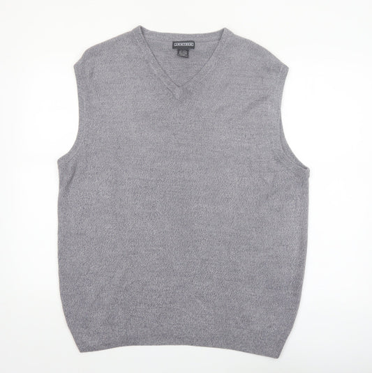 Jantzen Mens Grey Acrylic Knit V-Neck Sleeveless Vest XL