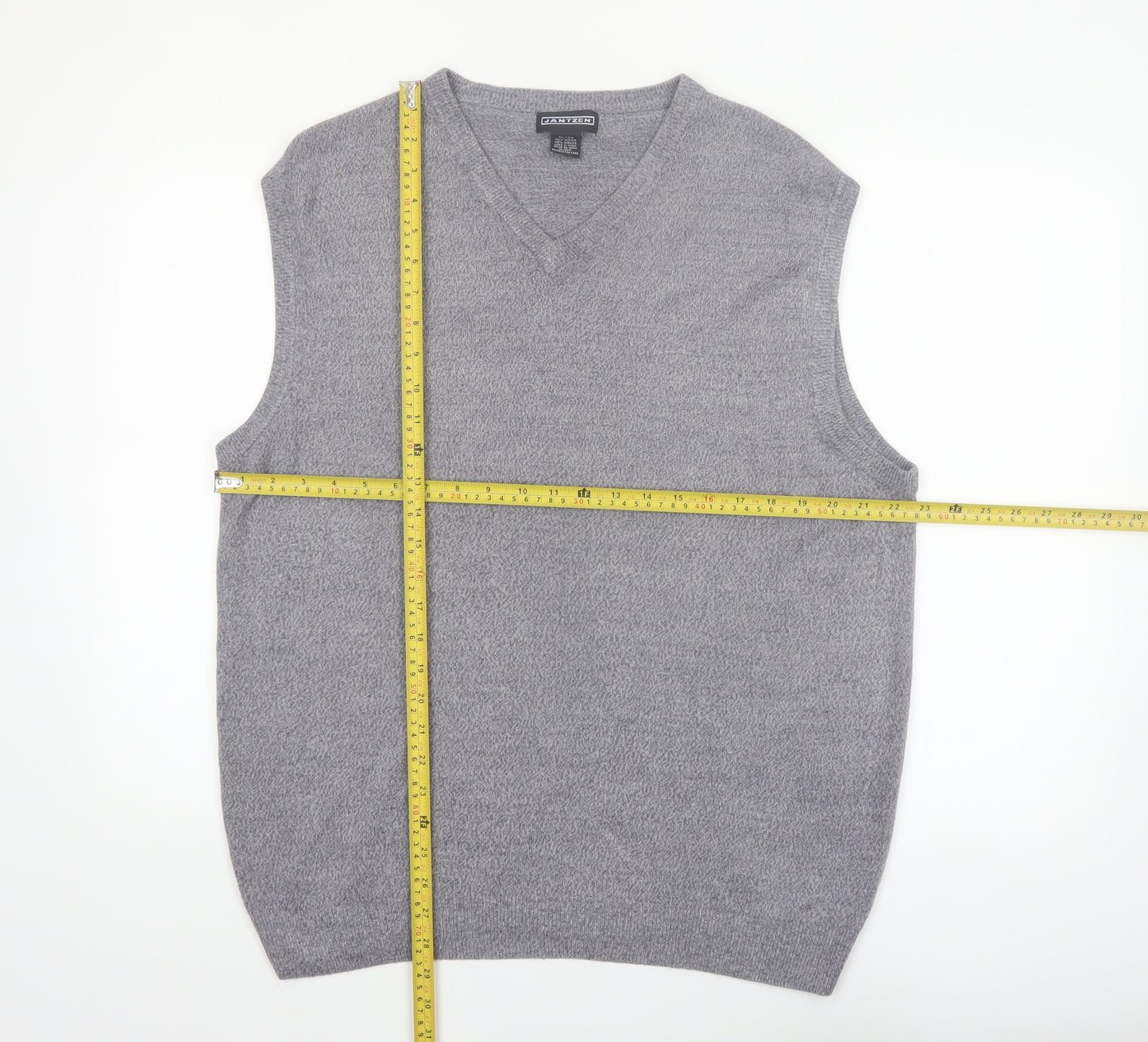 Jantzen Mens Grey Acrylic Knit V-Neck Sleeveless Vest XL