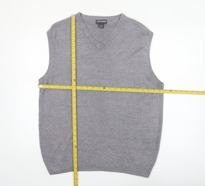Jantzen Mens Grey Acrylic Knit V-Neck Sleeveless Vest XL