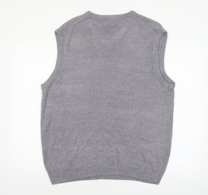 Jantzen Mens Grey Acrylic Knit V-Neck Sleeveless Vest XL