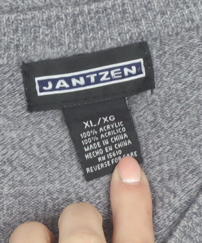 Jantzen Mens Grey Acrylic Knit V-Neck Sleeveless Vest XL