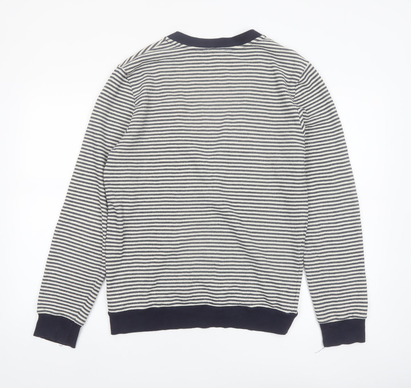 Tristan Men's Blue Striped Cotton Blend V-Neck Cardigan M