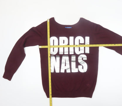 Adidas Women's Red Originals Crew Neck Cotton Pullover Jumper Size 10
