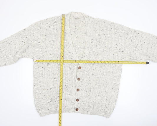 Daniel Doffi Men's Ivory Chunky Knit Cardigan XXL
