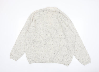 Daniel Doffi Men's Ivory Chunky Knit Cardigan XXL