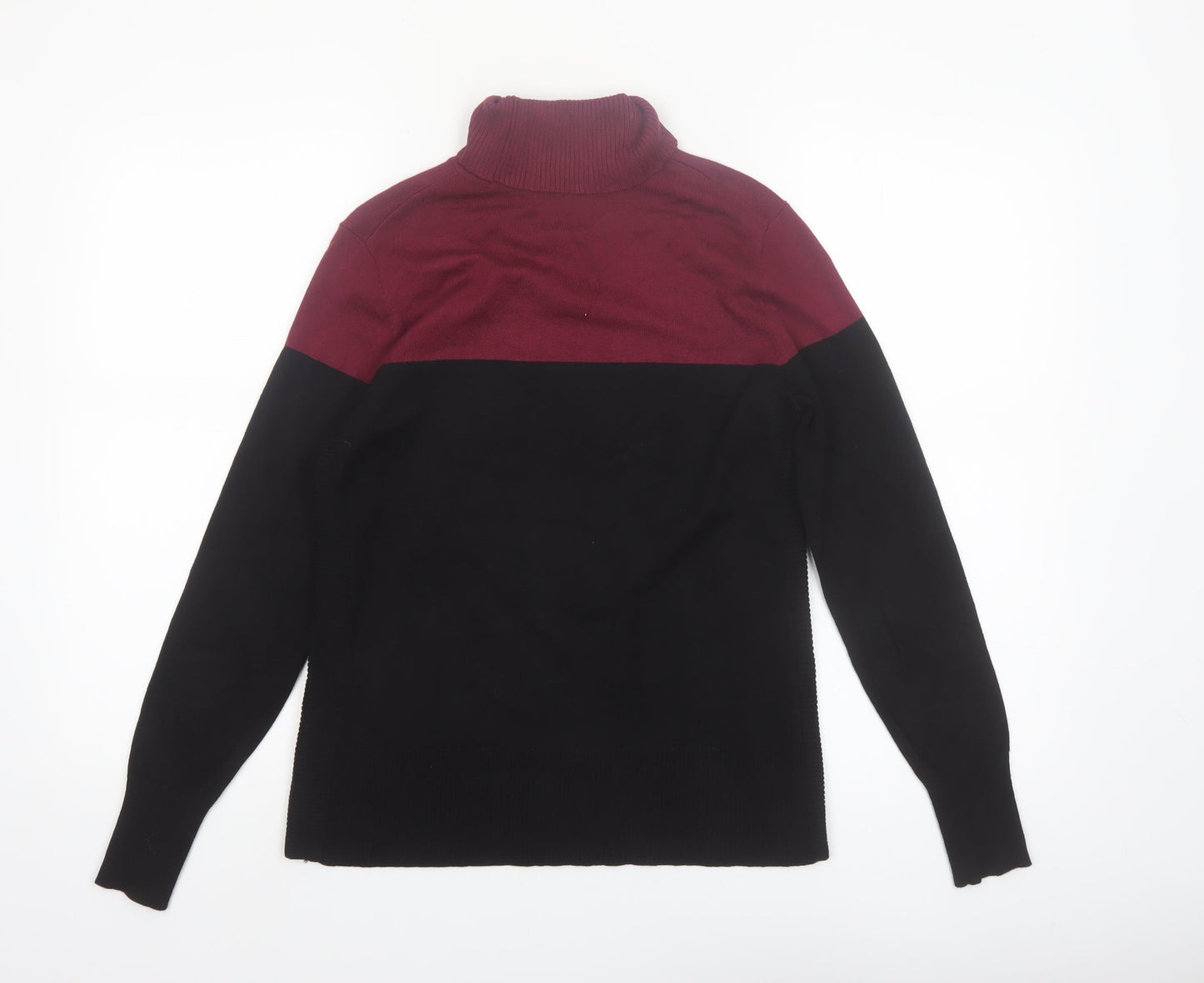 Cable & Gauge Women’s Burgundy Black Roll Neck Knit Jumper S