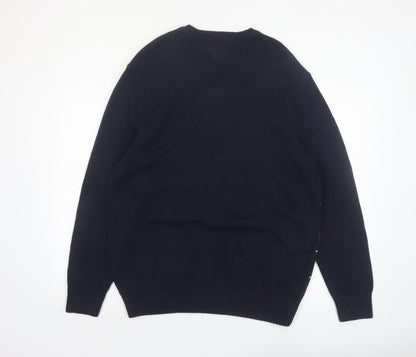 Dockers Men's Blue Check Knit Cotton Pullover Jumper 2XL