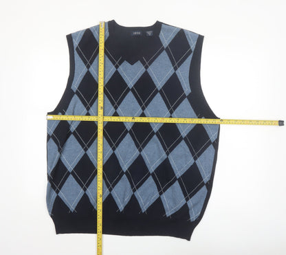 IZOD Men’s Blue Argyle V-Neck Cotton Golf Sweater Vest XL