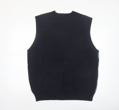 IZOD Men’s Blue Argyle V-Neck Cotton Golf Sweater Vest XL