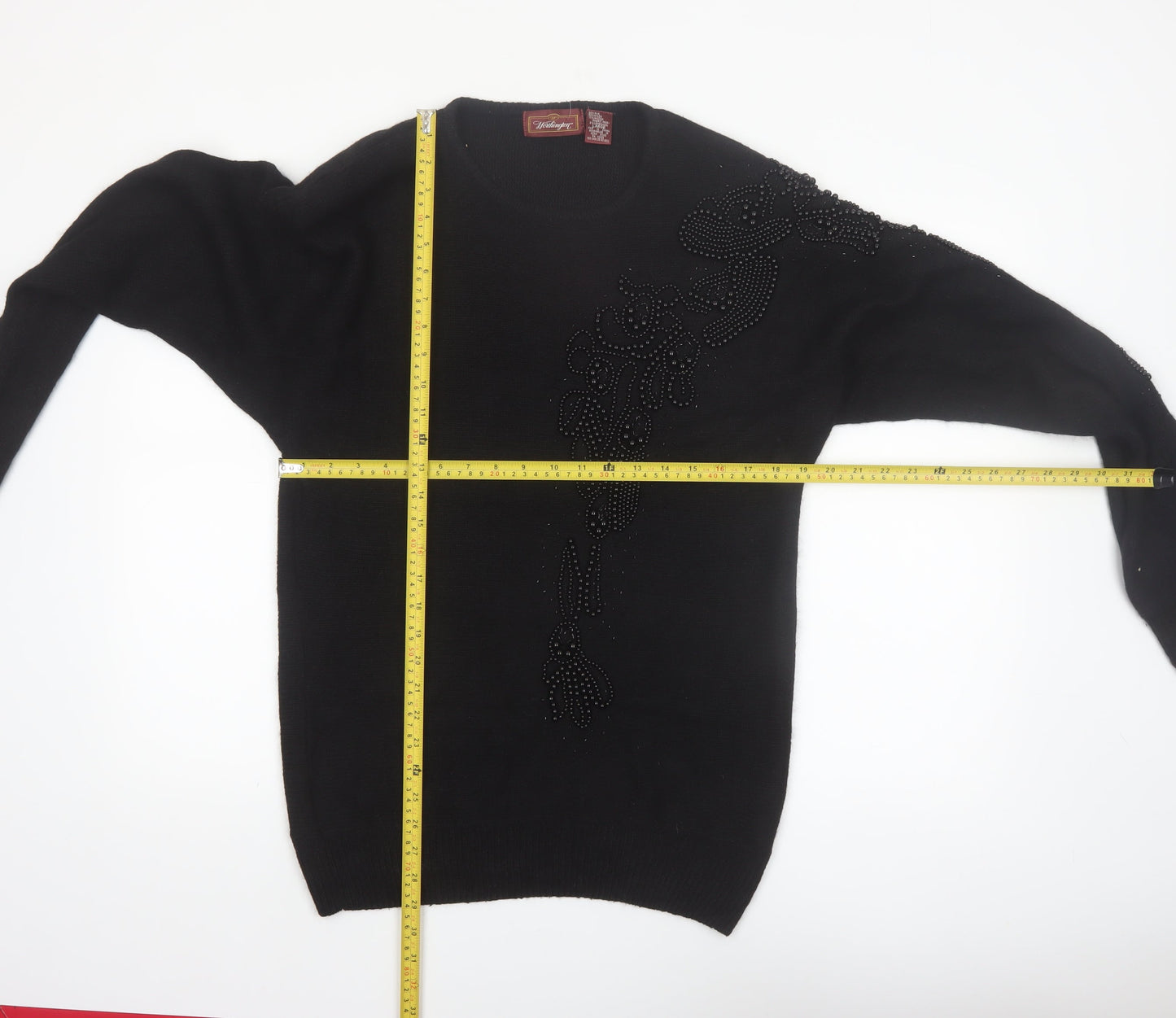 Worthington Women's Black Beaded Silk Blend Jumper Size L