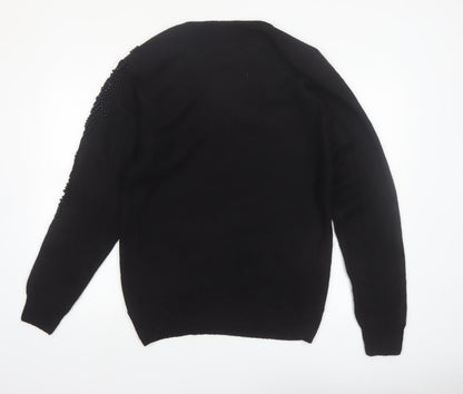 Worthington Women's Black Beaded Silk Blend Jumper Size L