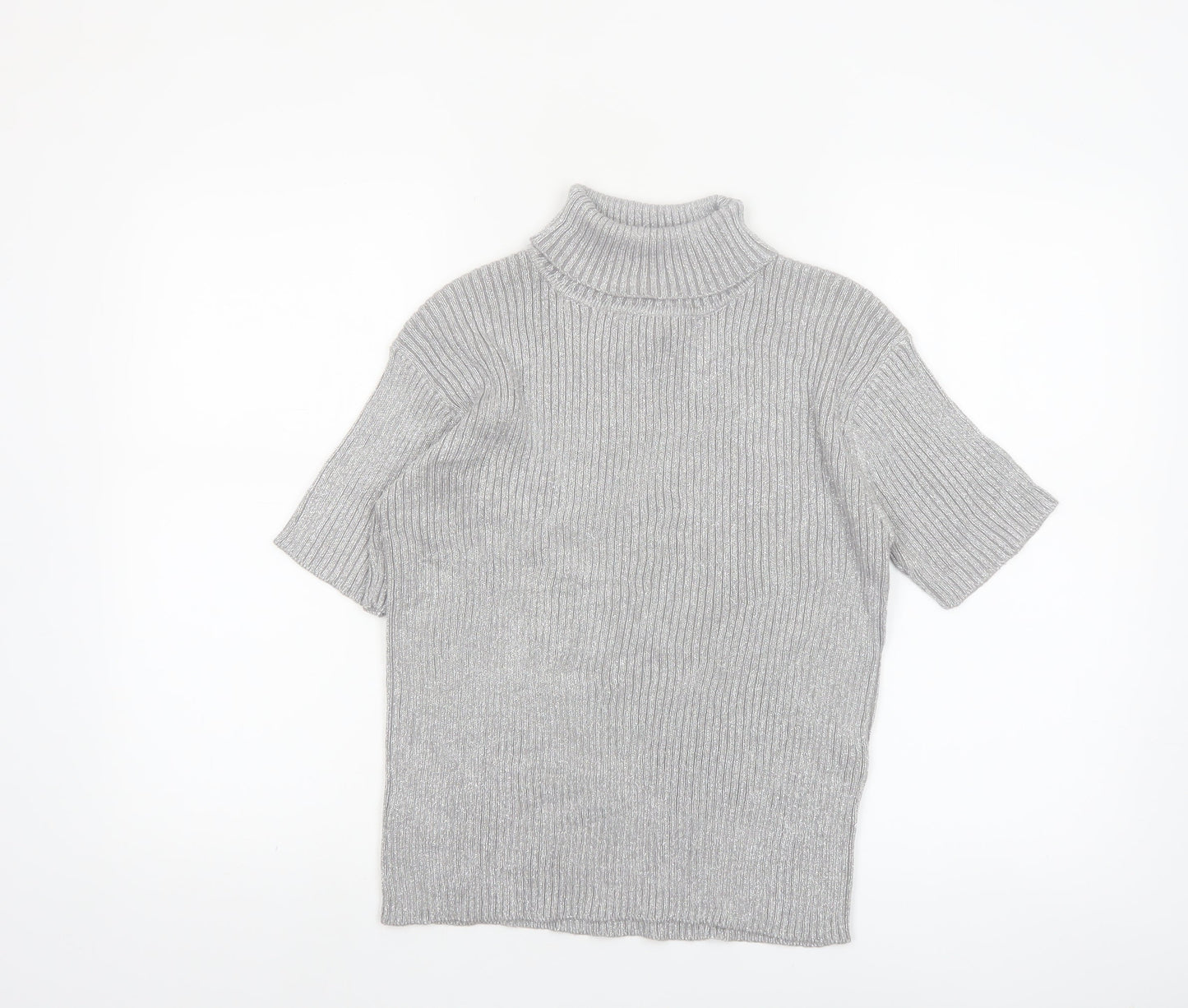 Paris Sport Club Womens Grey Roll Neck Short Sleeve Jumper L