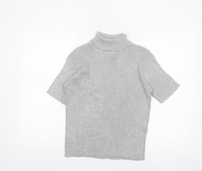 Paris Sport Club Womens Grey Roll Neck Short Sleeve Jumper L