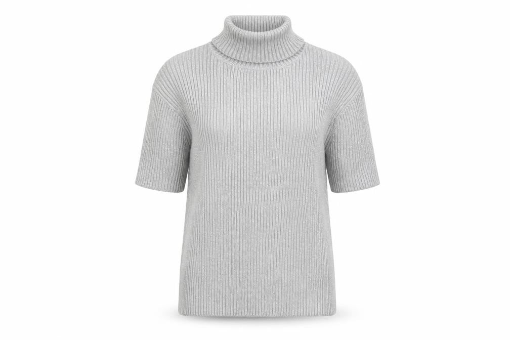 Paris Sport Club Womens Grey Roll Neck Short Sleeve Jumper L