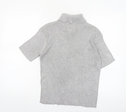 Paris Sport Club Womens Grey Roll Neck Short Sleeve Jumper L