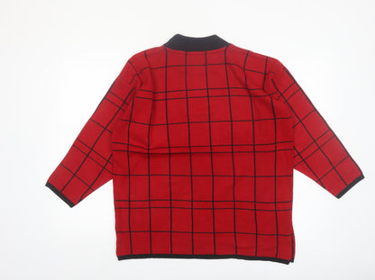Karen Lessly Women's Red Black Check Jumper Size S Acrylic Knit